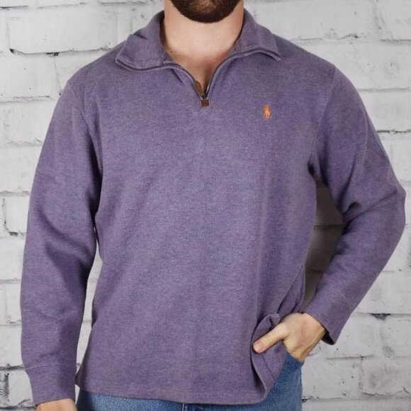 Ralph Lauren Polo Light Purple Quarter Zip Neck Pullover Sweater XL - Picture 1 of 4
